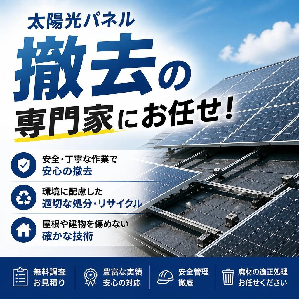 太陽光パネル撤去の専門家にお任せ！